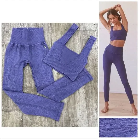 NWOT Free People Good Karma Tile Textured Set in OuterSpace MSRP $138 M/L - Picture 5 of 12